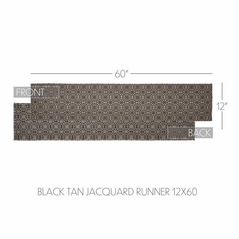 Custom House Black Tan Jacquard Runner 12x60