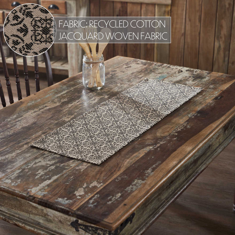 Custom House Black Tan Jacquard Runner 12x36