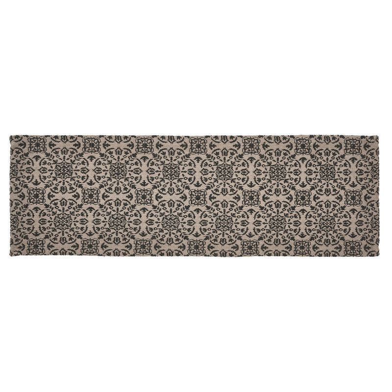 Custom House Black Tan Jacquard Runner 8x24