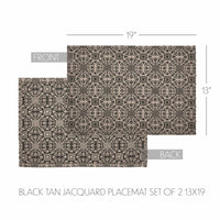 Custom House Black Tan Jacquard Placemat Set of 2 13x19