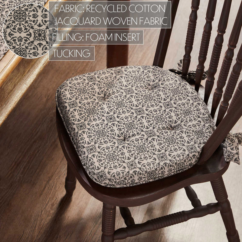 Custom House Black Tan Jacquard Chair Pad 16.5x18
