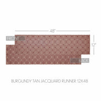 Custom House Burgundy Tan Jacquard Runner 12x48