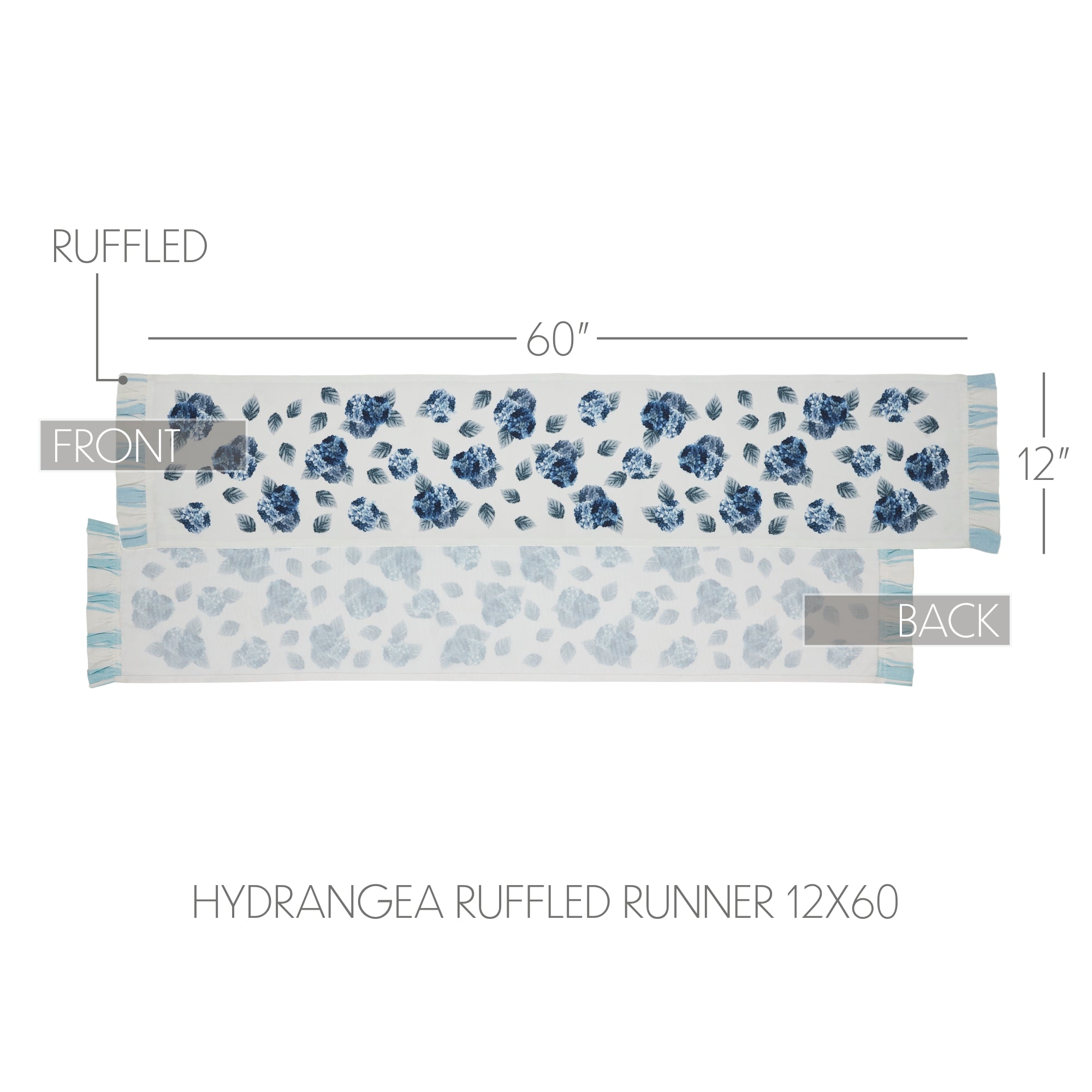 Finders Keepers Hydrangea Ruffled Runner 12x60