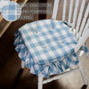 Annie Buffalo Check Blue Ruffled Chair Pad 16.5x18