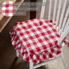 Annie Buffalo Check Red Ruffled Chair Pad 16.5x18