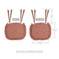 Burgundy Check Ruffled Chair Pad 16.5x18