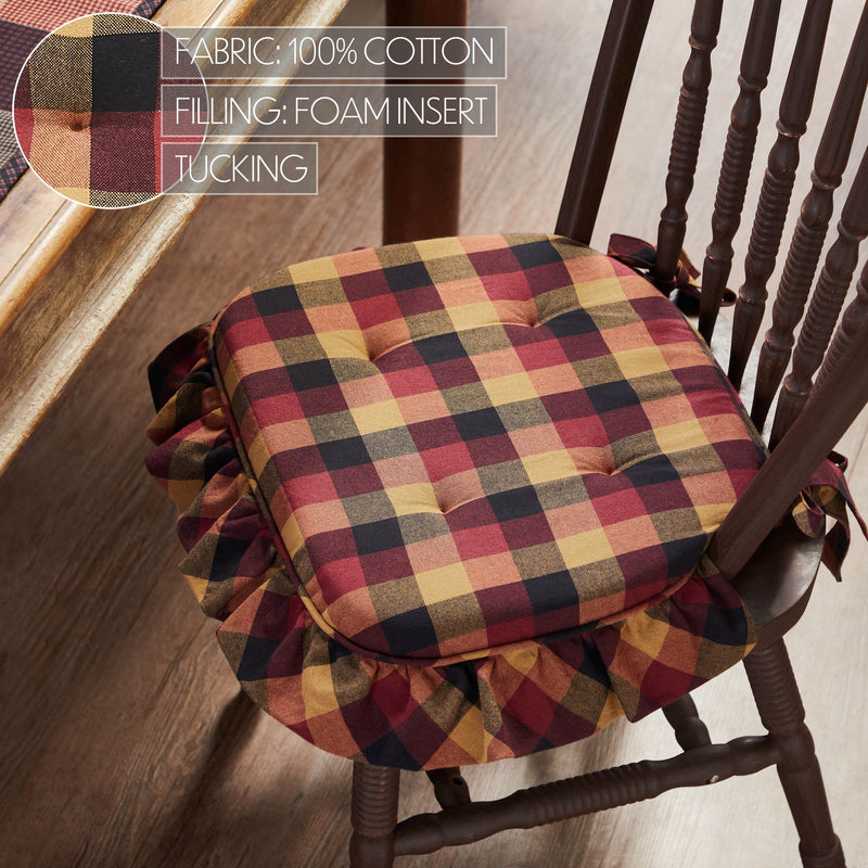 Heritage Farms Primitive Check Ruffled Chair Pad 16.5x18