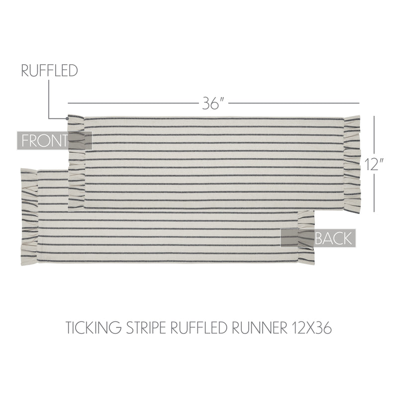 Kaila Ticking Stripe Ruffled Runner 12x36