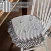 Sawyer Mill Black Ticking Stripe Ruffled Chair Pad 16.5x18