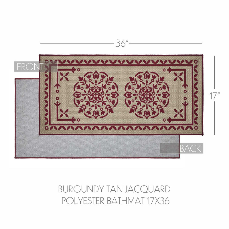 Custom House Burgundy Tan Jacquard Polyester Bathmat 17x36