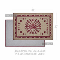 Custom House Burgundy Tan Jacquard Polyester Bathmat 20x30