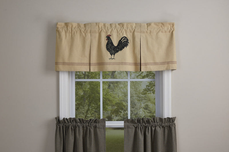 HEN PECKED LINED PLEATED VALANCE ROOSTER 45X15"
