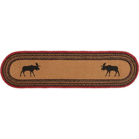 Cumberland Stenciled Moose Jute Runner Oval 13x48