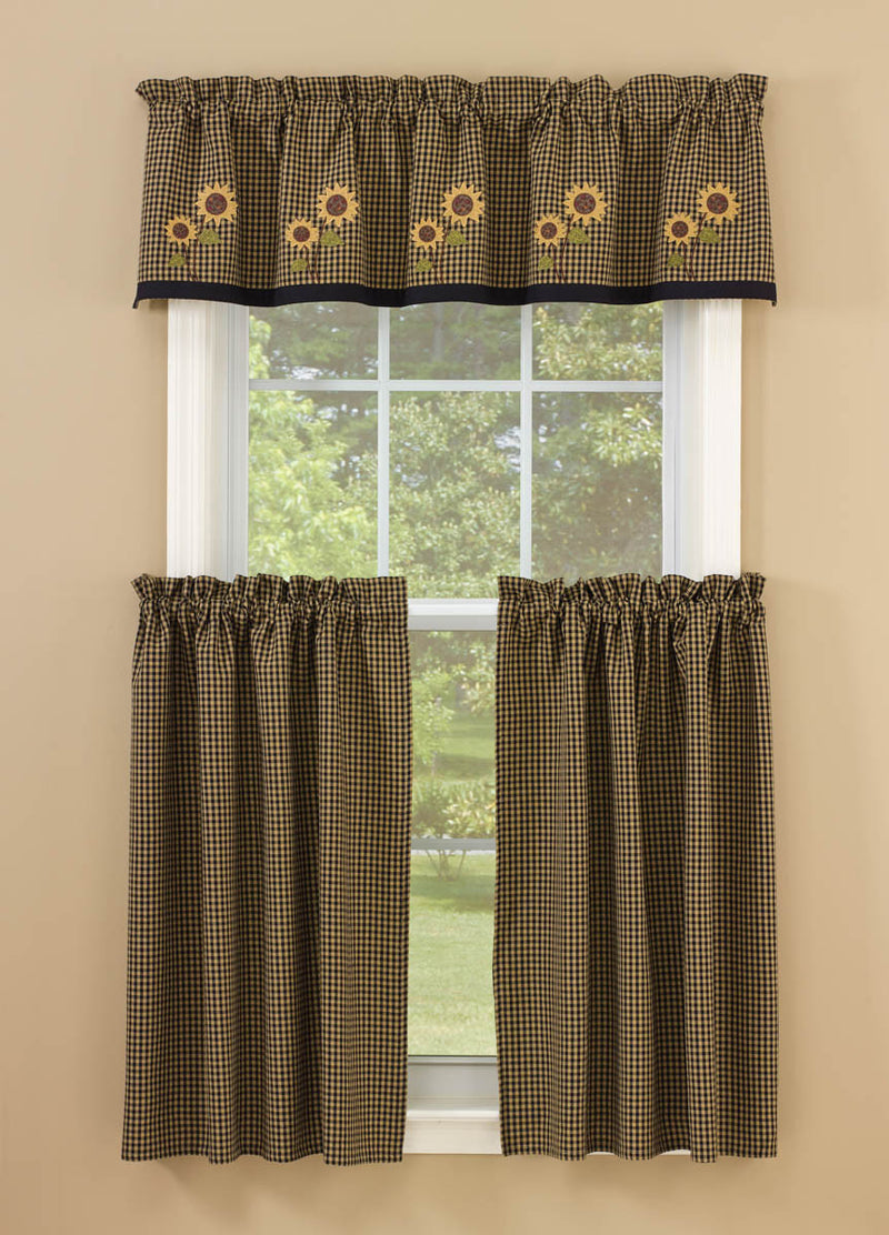 SUNFLOWER CHECK LINED VALANCE 60X14"