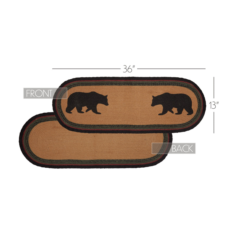 Wyatt Stenciled Bear Jute Runner Oval 13x36