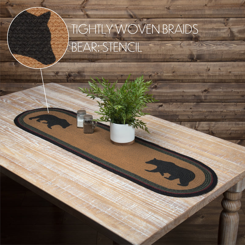 Wyatt Stenciled Bear Jute Runner Oval 13x48