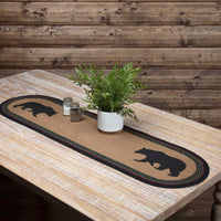 Wyatt Stenciled Bear Jute Runner Oval 13x48