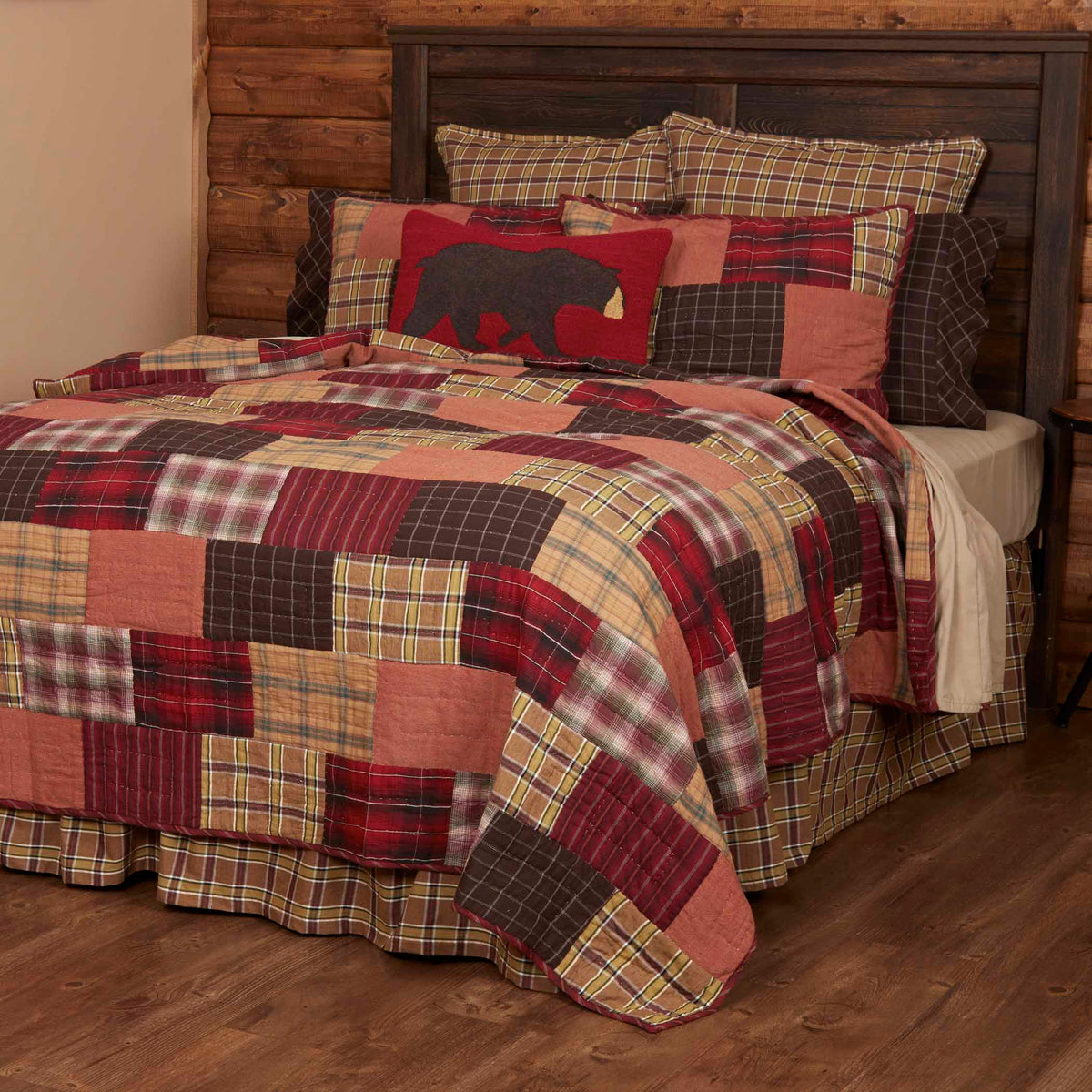 Kettle Grove Standard Sham Country Primitive Patchwork Hand Quilting Lodge Kettle Grove Standard Sham Country Primitive Patchwork Hand Quilting Lodge