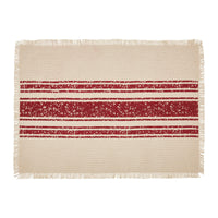 Yuletide Burlap Red Stripe Placemat Set of 6 13x19