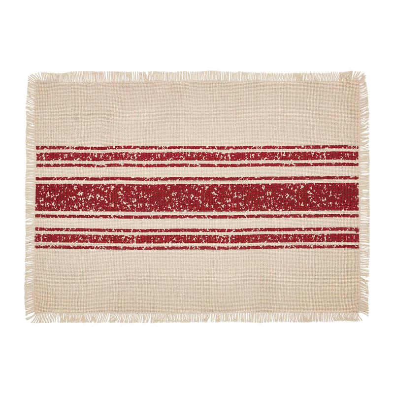 Yuletide Burlap Red Stripe Placemat Set of 6 13x19