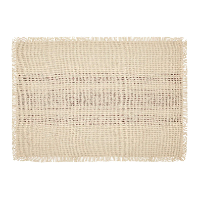 Yuletide Burlap Red Stripe Placemat Set of 6 13x19