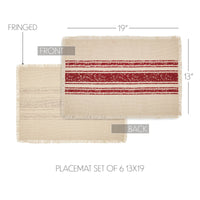 Yuletide Burlap Red Stripe Placemat Set of 6 13x19