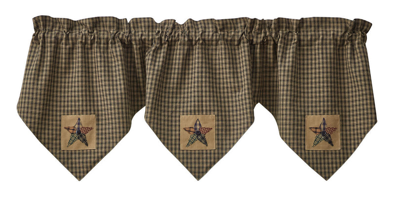PIECED STAR LINED TRIPLE POINT VALANCE 72x15