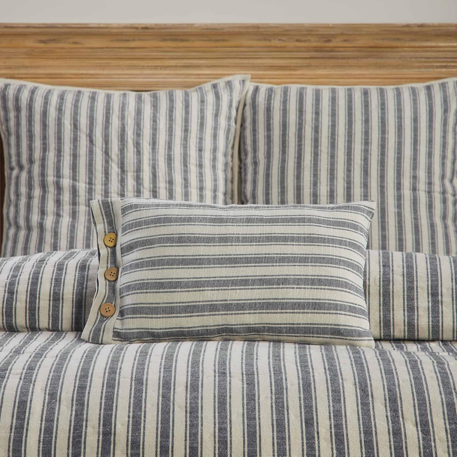 Market Place Gray Fabric Pillow Cover 21Lx12W