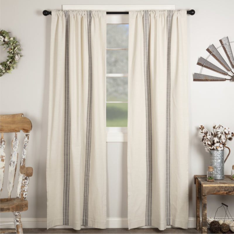 Market Place Gray Grain Sack Stripe Panel Set of 2 84Lx40W