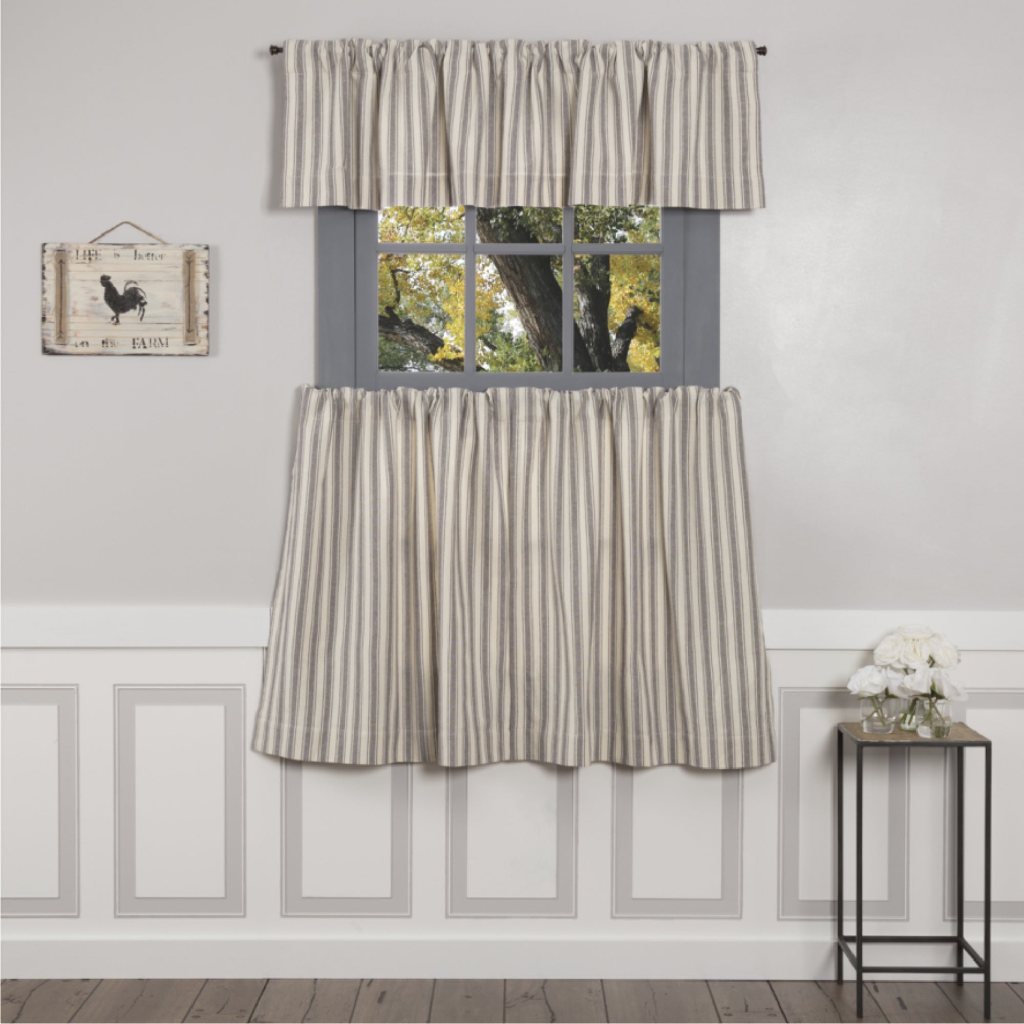 Market Place Gray Ticking Stripe Tier Set of 2 36Lx36W