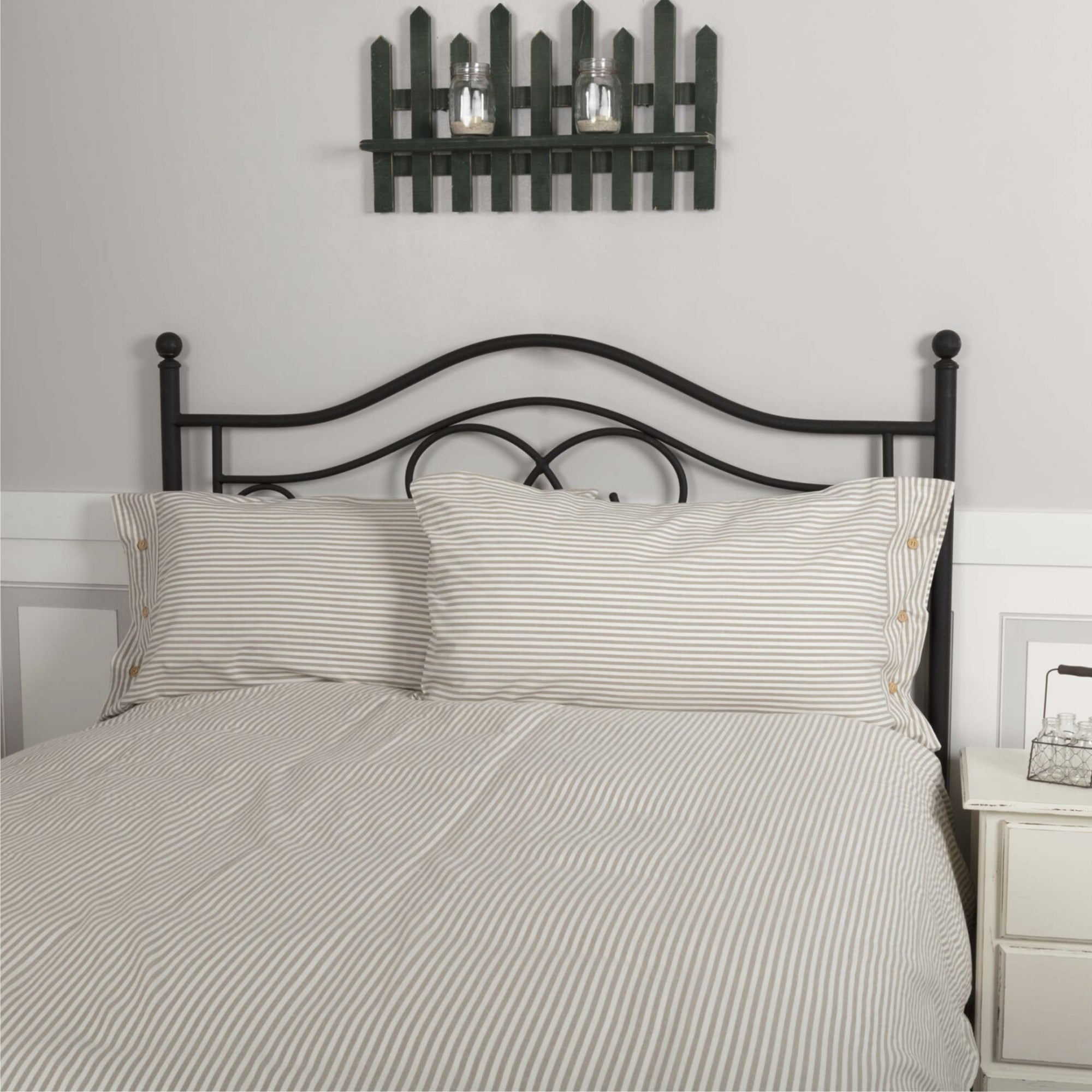 Farmhouse Ticking Taupe King Sham 37Lx21W