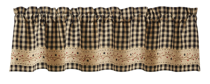 BERRY GINGHAM LINED BORDER VALANCE 60X14"