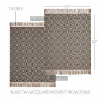 Custom House Black Tan Jacquard Woven Throw 50x60