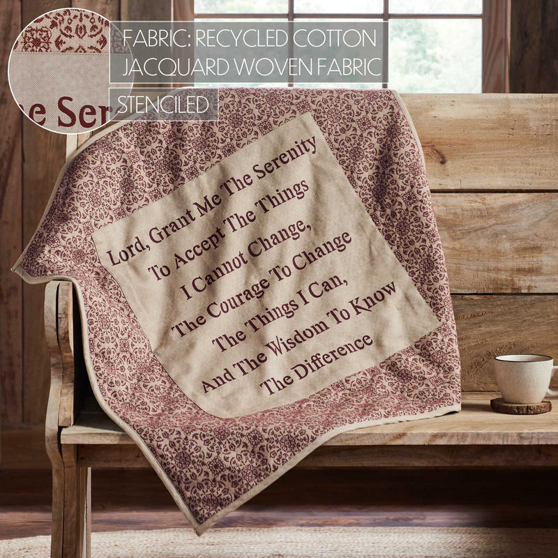 Custom House Burgundy Tan Jacquard Quilted Lap Throw 34Wx34L