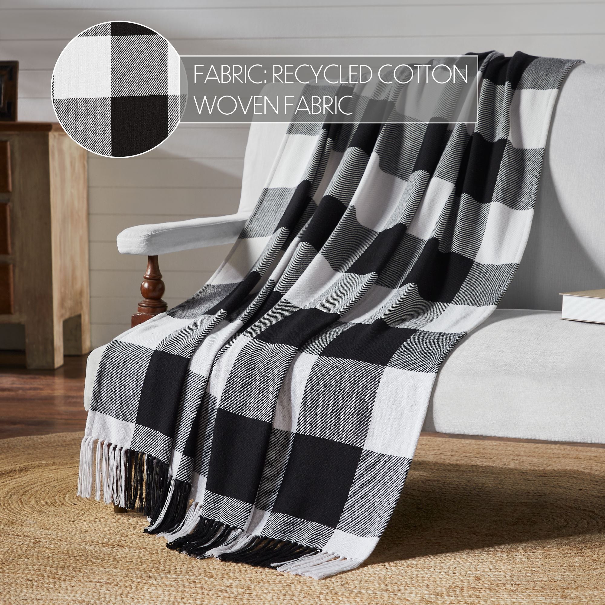 Annie Buffalo Check Black Woven Throw 50x60 **BACKORDERED UNTIL JULY 2025**