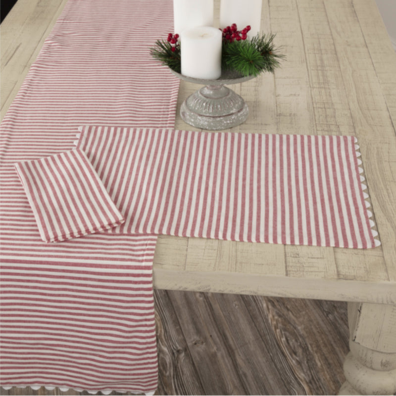 Farmhouse Ticking Red Placemat Set of 4 18Lx12W
