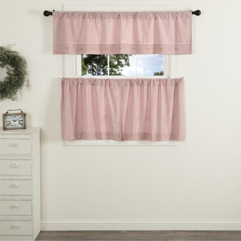 Farmhouse Ticking Red Tier Set of 2 24Lx36W