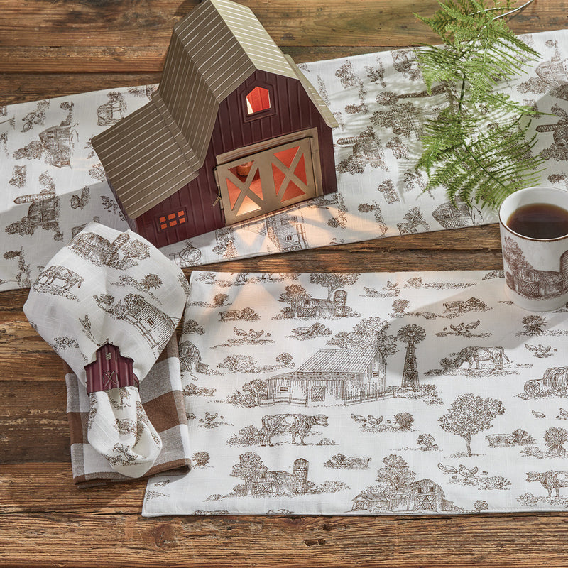 DOWN ON THE FARM TOILE 36" L RUNNER