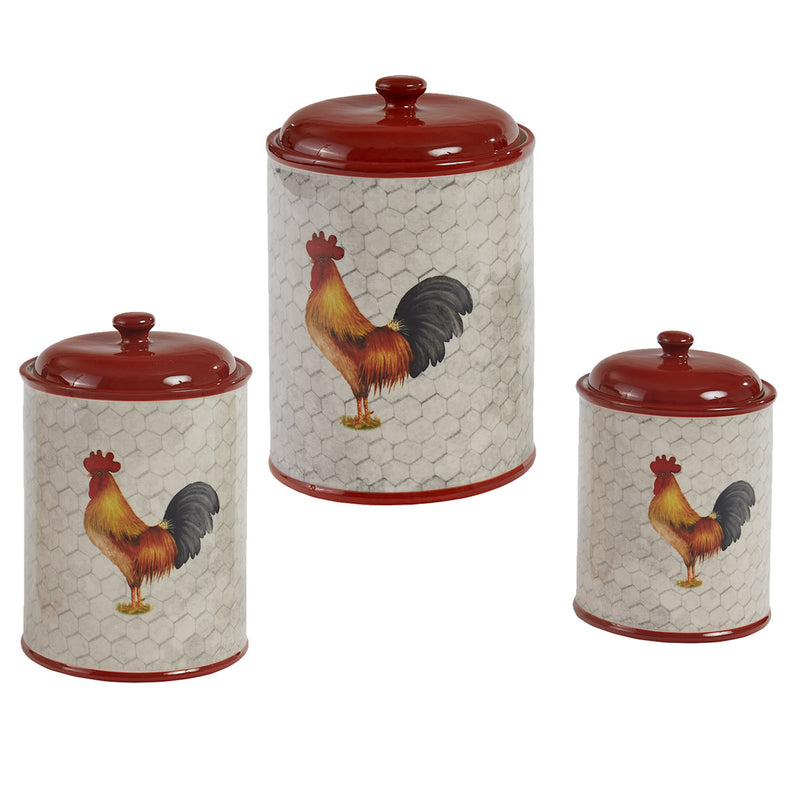 BREAK OF DAY ROOSTER SET OF 3 CANISTER SET