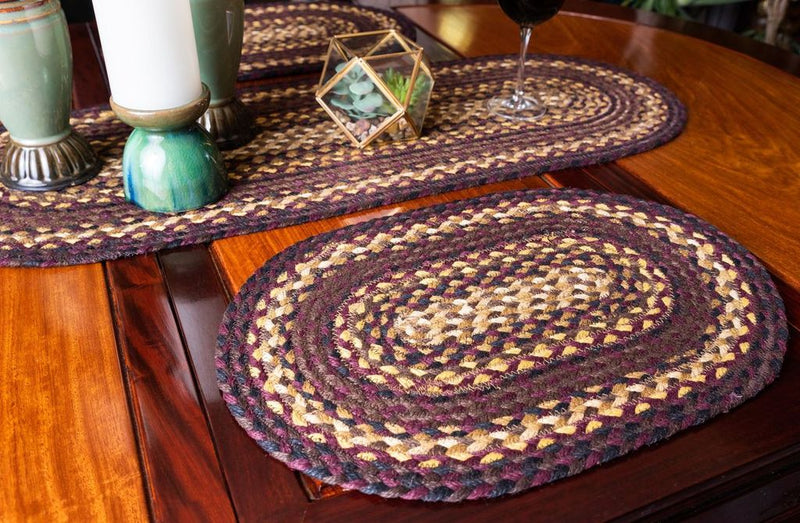 Black Cherry/Chocolate/Cream Braided Table Runner C-371