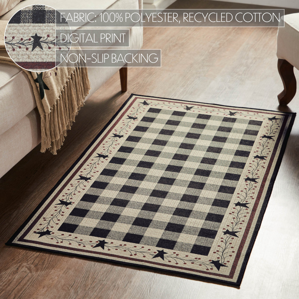 Polyester Rug Side View Pip Vinestar Polyester Rug Rect 27x48 – Beth's Country Primitive Home Decor