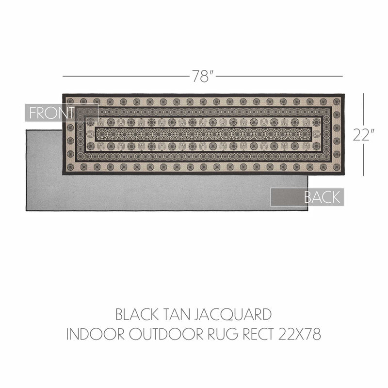 Custom House Black Tan Jacquard Indoor/Outdoor Rug/Runner Rect 22x78