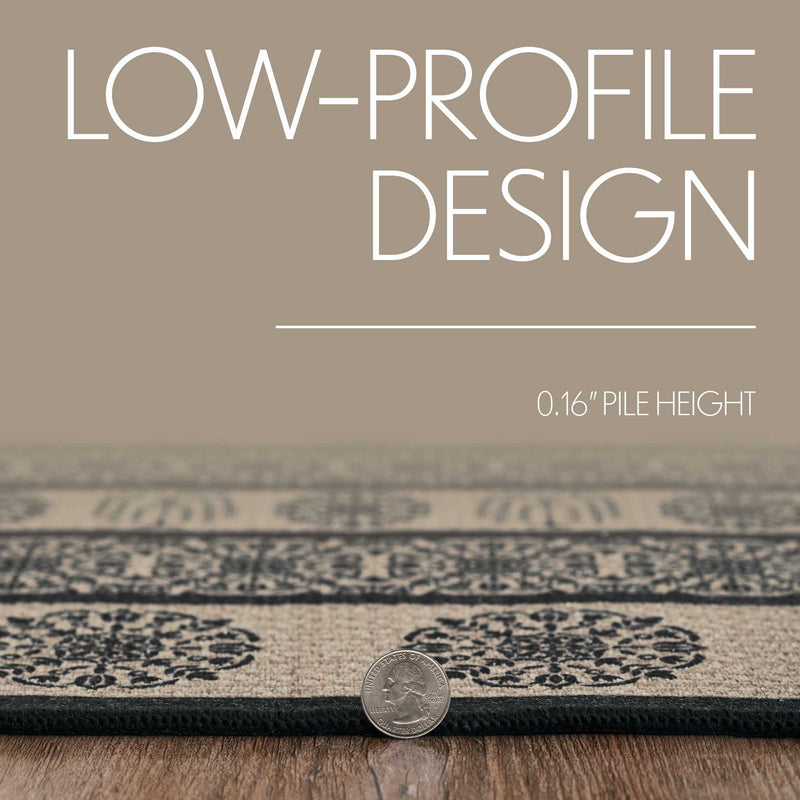 Custom House Black Tan Jacquard Polyester Rug/Runner Rect 22x78