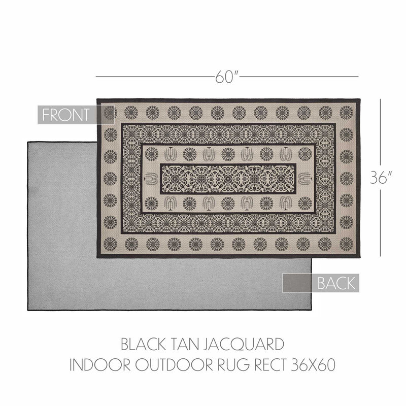Custom House Black Tan Jacquard Indoor/Outdoor Rug Rect 36x60