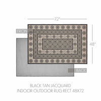 Custom House Black Tan Jacquard Indoor/Outdoor Rug Rect 48x72