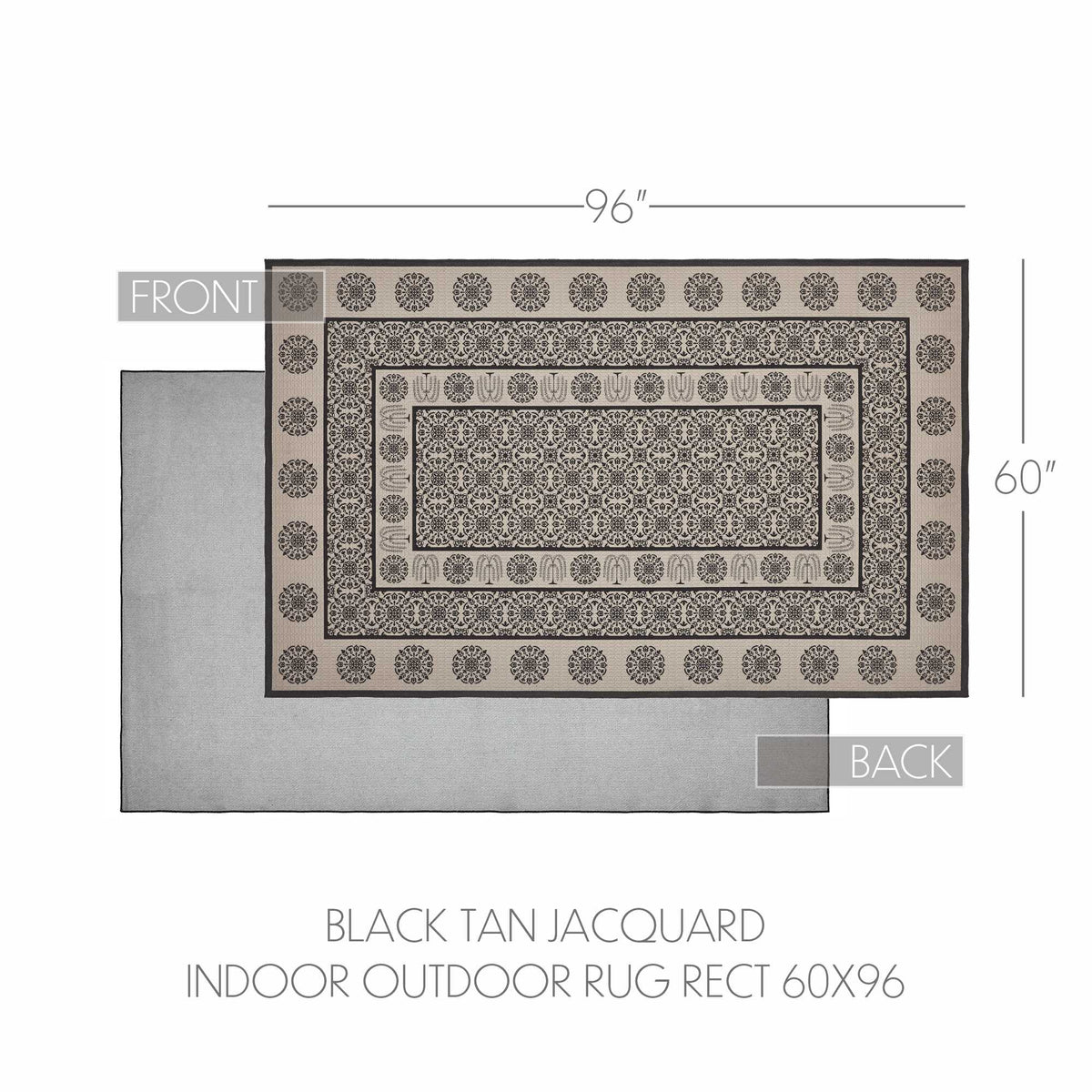 Polyester Rug Side View Custom House Black Tan Jacquard Polyester Rug Rect 60x96 – Beth's ...