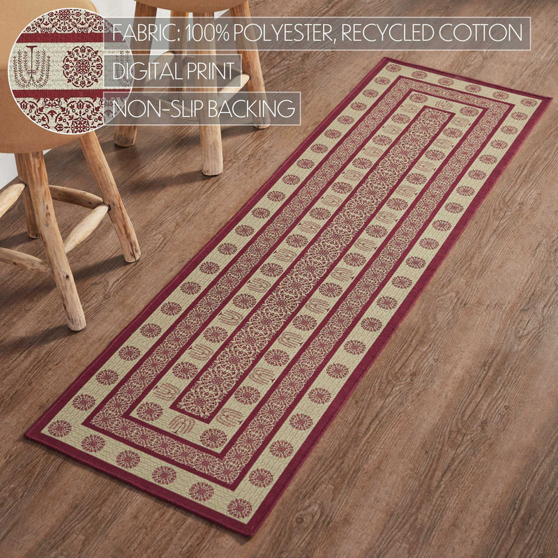 Country Style Runner Rug Custom House Burgundy Tan Jacquard Polyester Rug/Runner Rect 22x78 ...