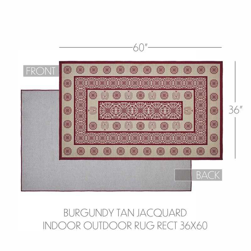 Custom House Burgundy Tan Jacquard Indoor/Outdoor Rug Rect 36x60