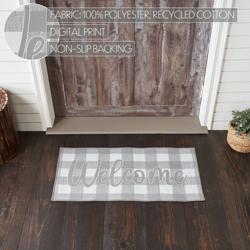 Annie Buffalo Check Grey Welcome Indoor/Outdoor Rug Rect 17x36