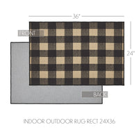 Black Check Indoor/Outdoor Rug Rect 24x36